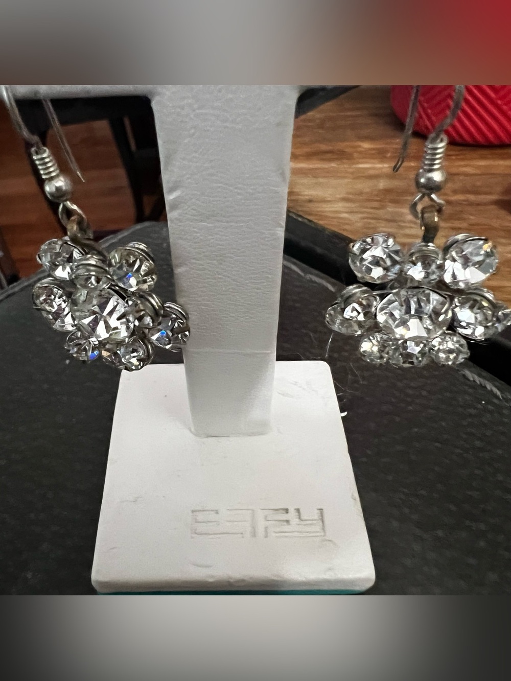 Entry Silver Clear Crystal Cluster Dangle Earrings